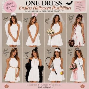 2/$30 EXPRESS Fit and Flare Halter Mini Dress White Sz. 10
